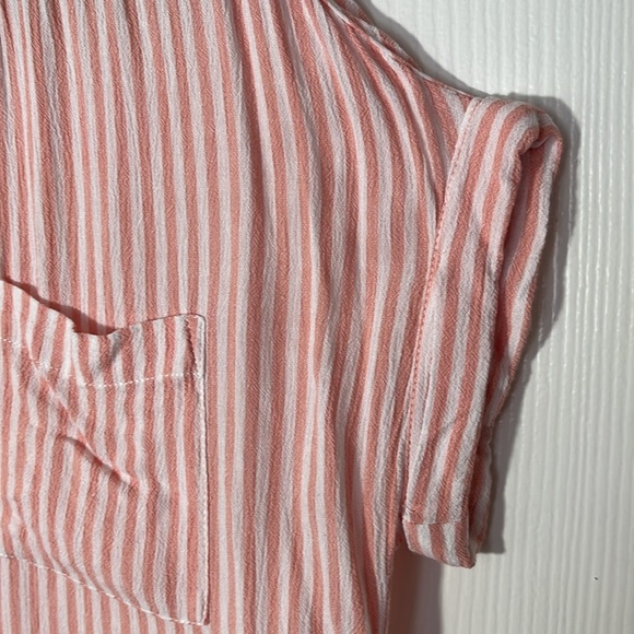 Beach Lunch Lounge rayon pink white striped sleeveless vneck pullover pocket Med - Picture 2 of 12